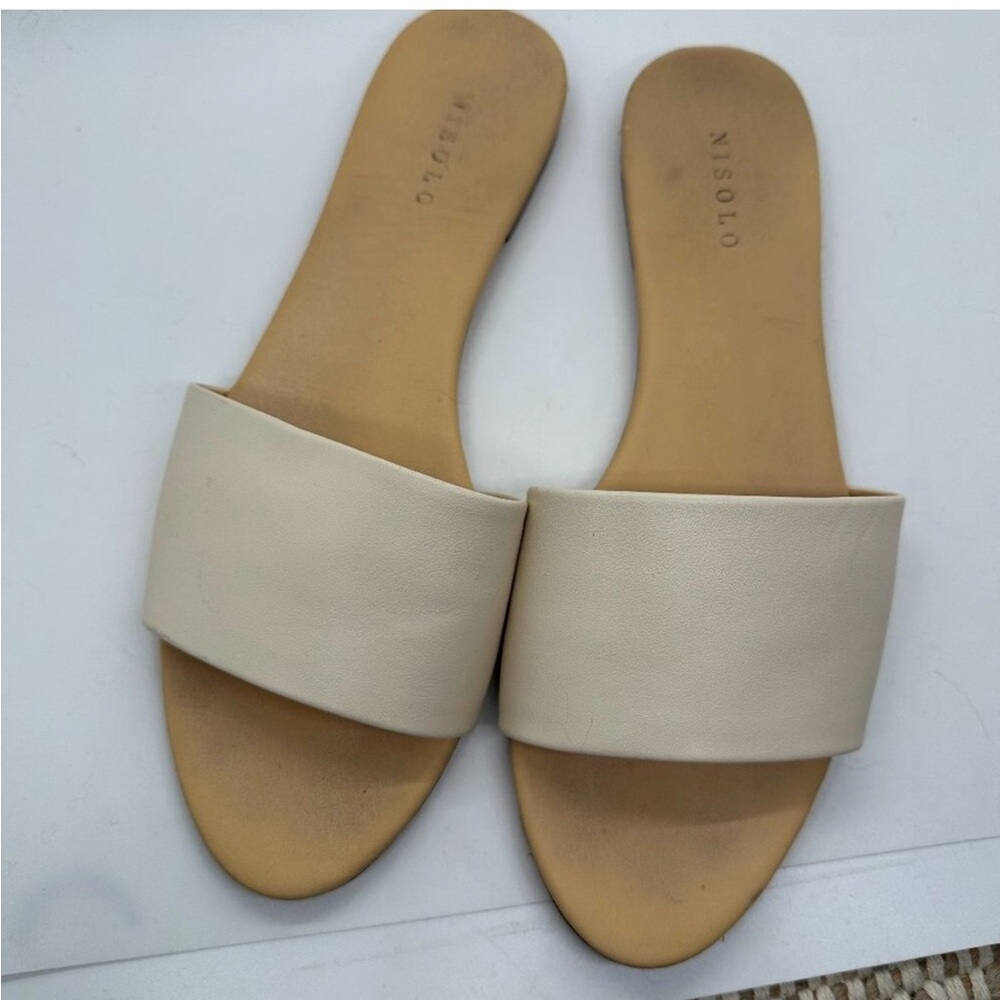 Nisolo White Isla Slides Sz 10